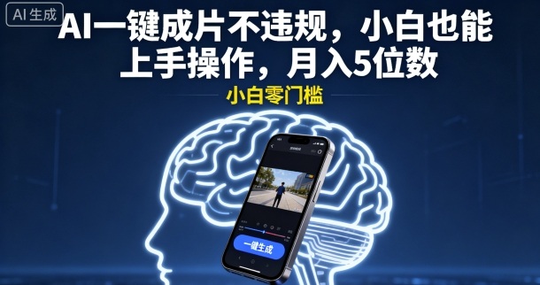 AI一键成片，小白也能上手操作，月入5位数，公众号【大创学社】