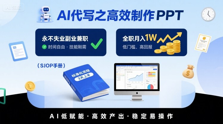 AI代写之高效制作PPT，永不失业副业兼职，月入1W+公众号【大创学社】