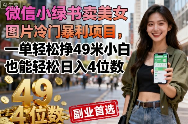 美女图片项目，一单轻松挣49米，轻松日入4位数，公众号【大创学社】