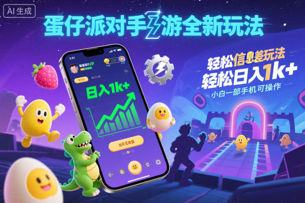 蛋仔派对手游全新玩法，轻松日入1K+，公众号【大创学社】